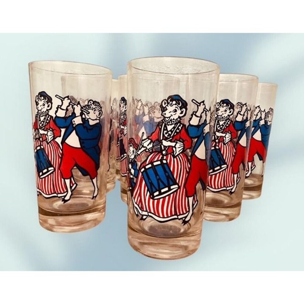 1976 BORDEN'S BICENTENNIAL Tumbler Glass Elsie The Cow, Beauregard & Elmer Set 9